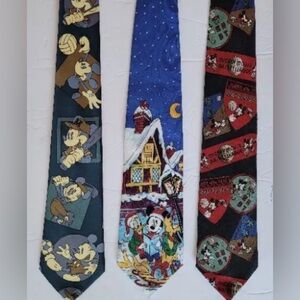 3x Walt DISNEY Ties MICKEY MOUSE / DONALD DUCK / PLUTO Christmas / Sports
